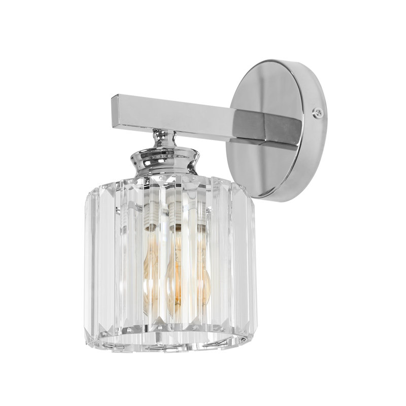 Modern Chrome 24cm Crystal Cylinder Wall Light