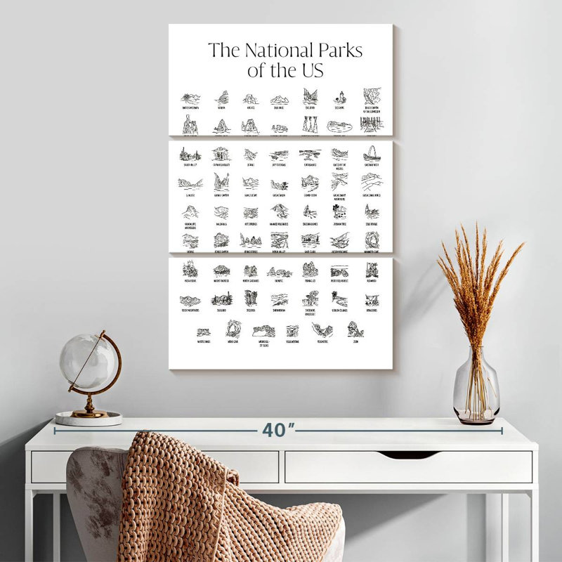 Carte des parcs nationaux américains Alvord, H 32 po x l 20 po