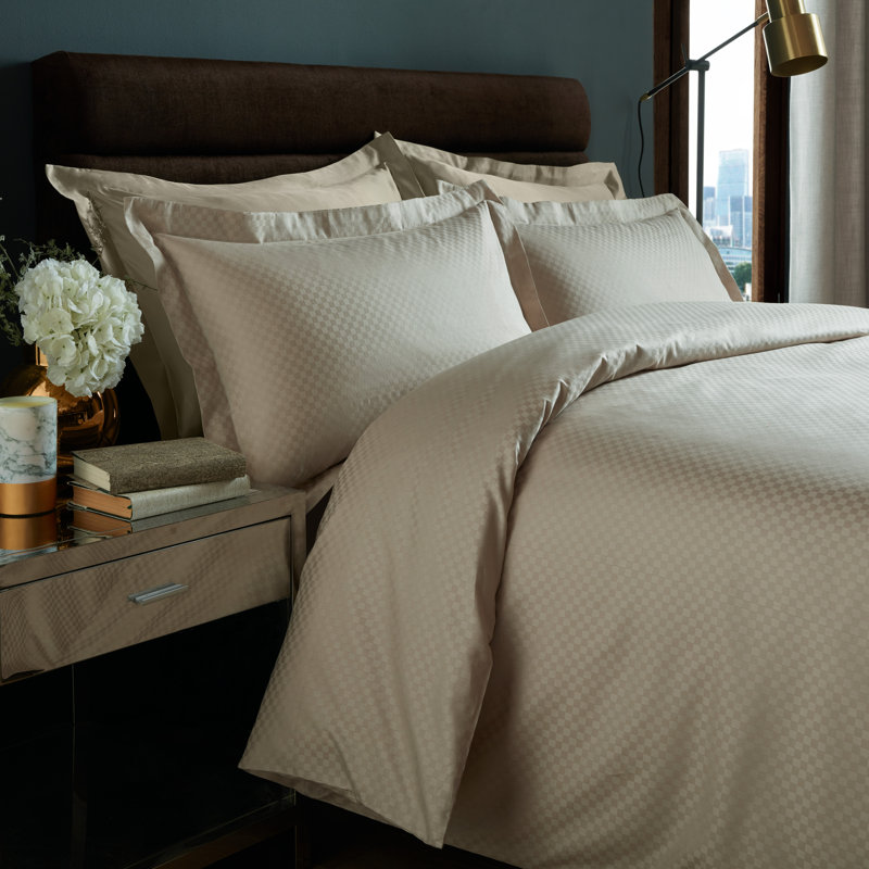 Adria Solid Colour Duvet Cover Set with Pillowcases Included, Latte, Double Duvet Cover + 2 Standard Pillowcases