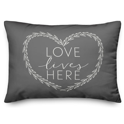 Love Live Here Heart Lumbar Pillow