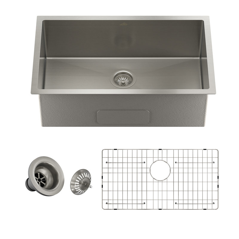 Évier de cuisine à simple cuve en acier inoxydable encastrable L 32 po x l 18 po