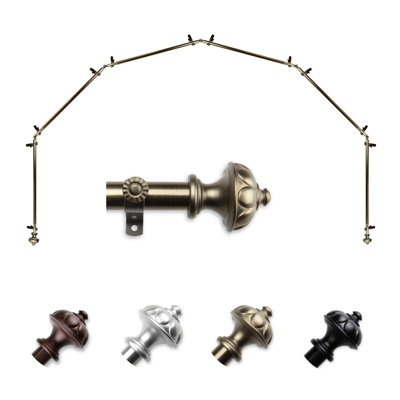 Adjustable 0.81" Bay Window Single Curtain Rod