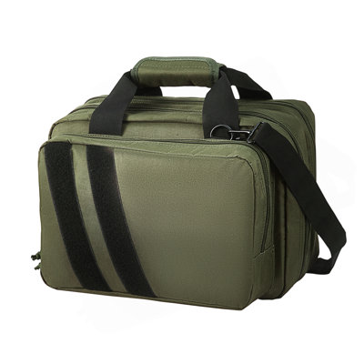 Sac de tir pour 2 pistolets, sac de tir tactique avec 2 sacs de pistolet amovibles intégrés et 6 magazines détachables, sac de tir pour tir à l'extérieur, étui de sac de poing verrouillable, vert