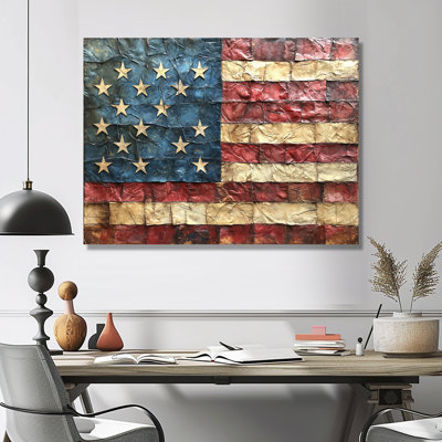 Declaration of Independence American Flag I - drapeau, décoration murale en métal, reproduction d'art traditionnelle en métal