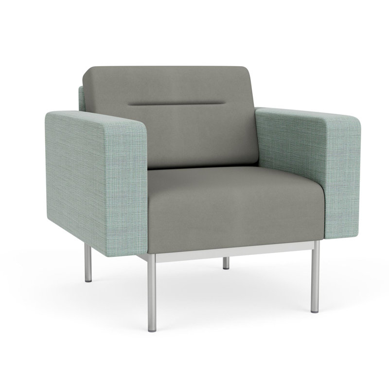 Chaise d'invité de réception Darsey, Argent argent, Colombe Patriot Plus; écume de mer Chambray, Without Power