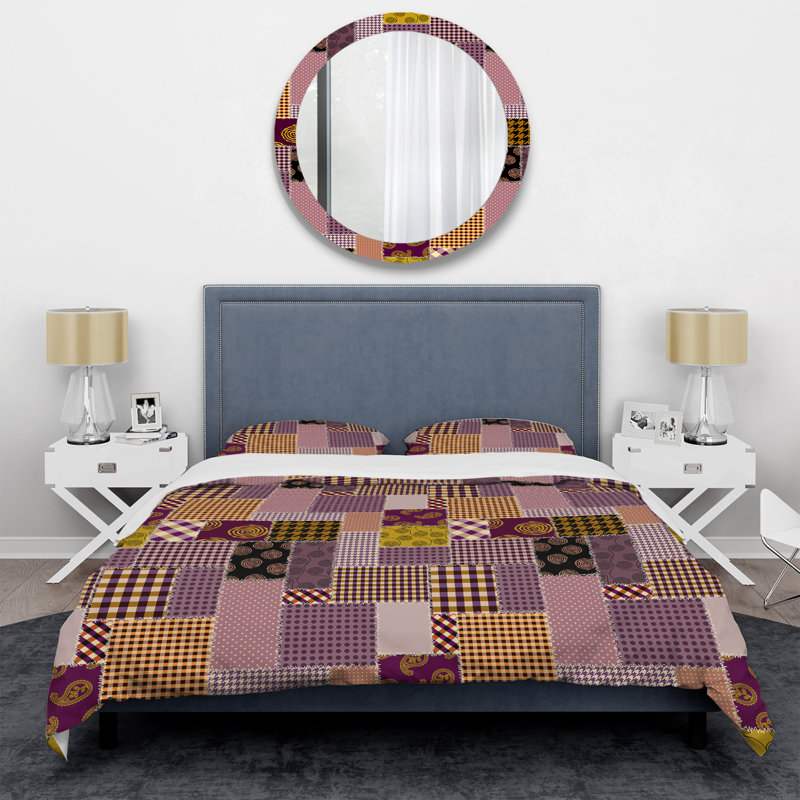 Multicolore patchwork ethnique - ensemble de housse de couette abstrait - microfibre de polyester