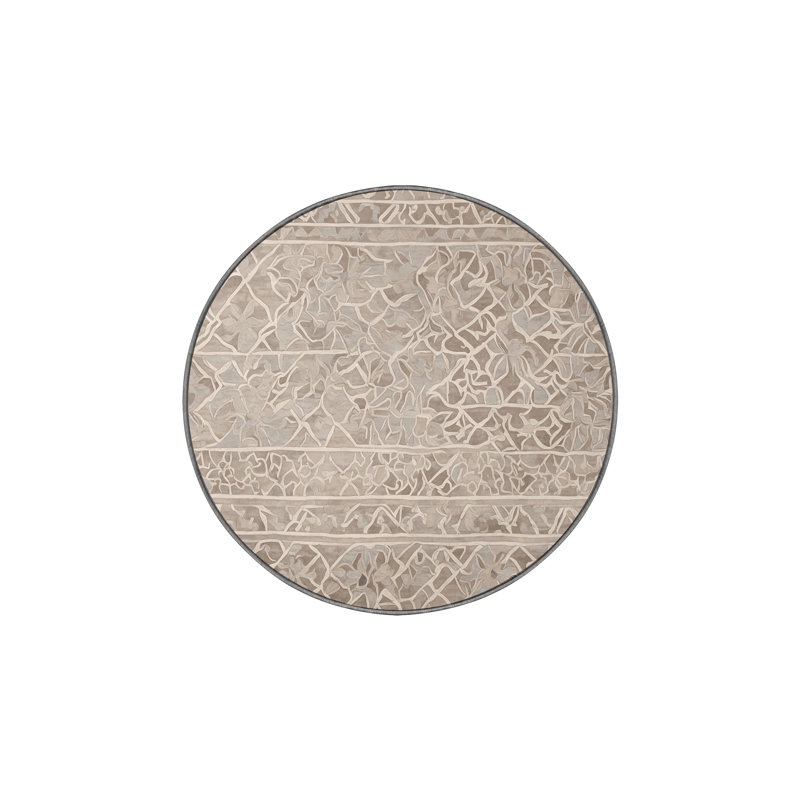 Machine Washable Gray Area Rug, Round 3'