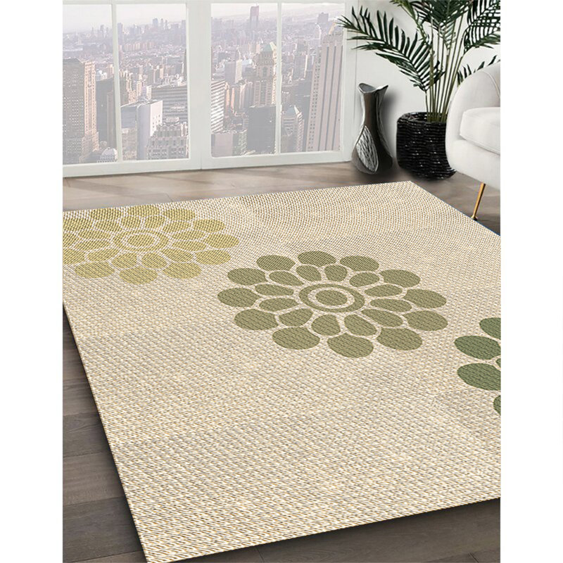 Tapis 100% à motifs lavables à la machine 2989 Pat1313 BRN, Carré 6 pi