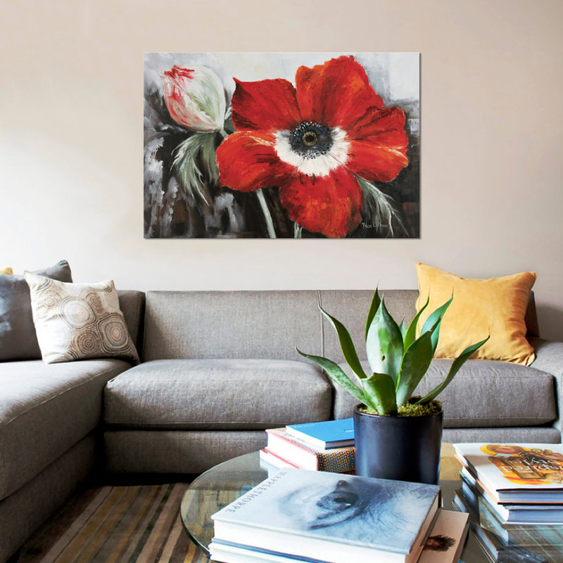 «Poppy in Full Bloom» par Rian Withaar - Estampe numérique sur toile tendue avec châssis, H 12 po x l 18 po x P 1,5 po