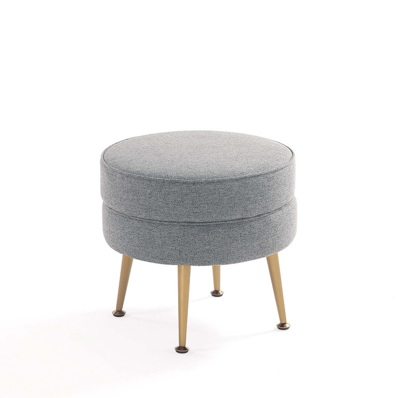 Luker Upholstered Ottoman, Gray, Gold