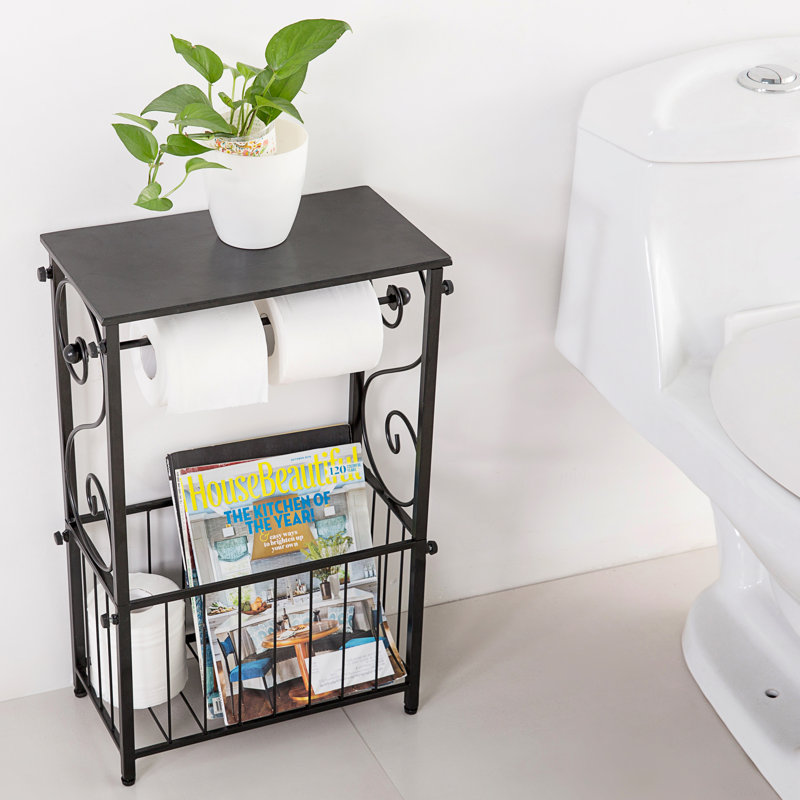 36.5cm W x56.6cm H x 19.5cm D Freestanding Bathroom Shelves, Matte Black