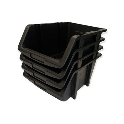 4 PACK LARGE Size Stacking Bin Set, Made From Recycled Water Bottles