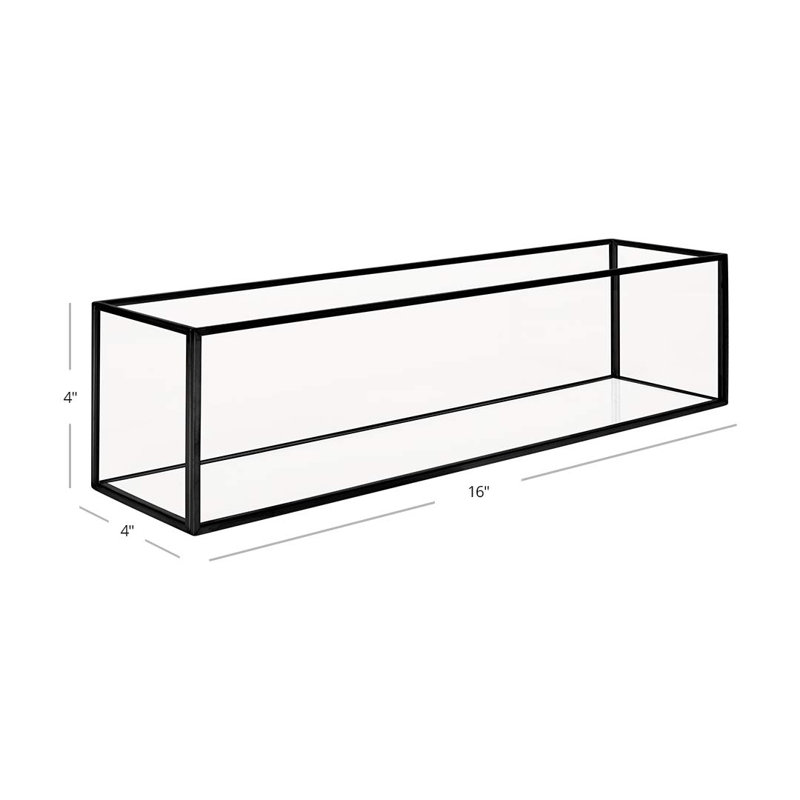 4'' H Glass Tabletop Lantern, 4" H x 16" W x 4" D