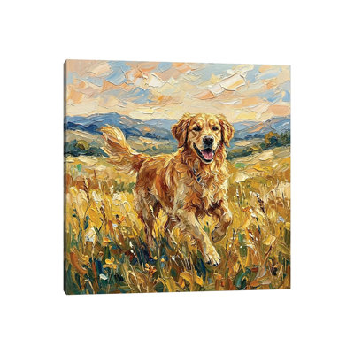 Happy Golden Retriever - Wall Art Print - Wrapped Canvas
