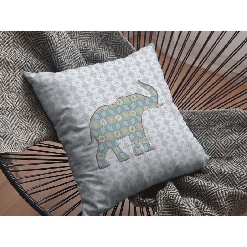 Housse et insert de coussin éléphant carré Silhouette, 16 po x 16 po, Bleu