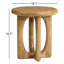 Table d'appoint ronde Griffey en chêne massif avec piètement sculptural en croix brossé, style naturel-1931793820