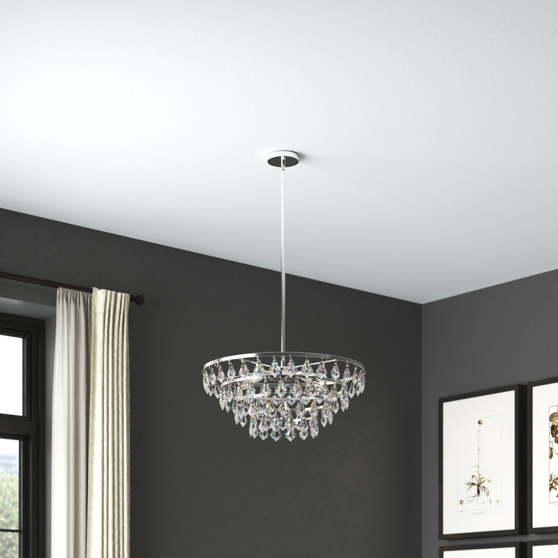 Marina Dimmable Tiered Chandelier, Chrome, 58" H x 24" W x 24" D
