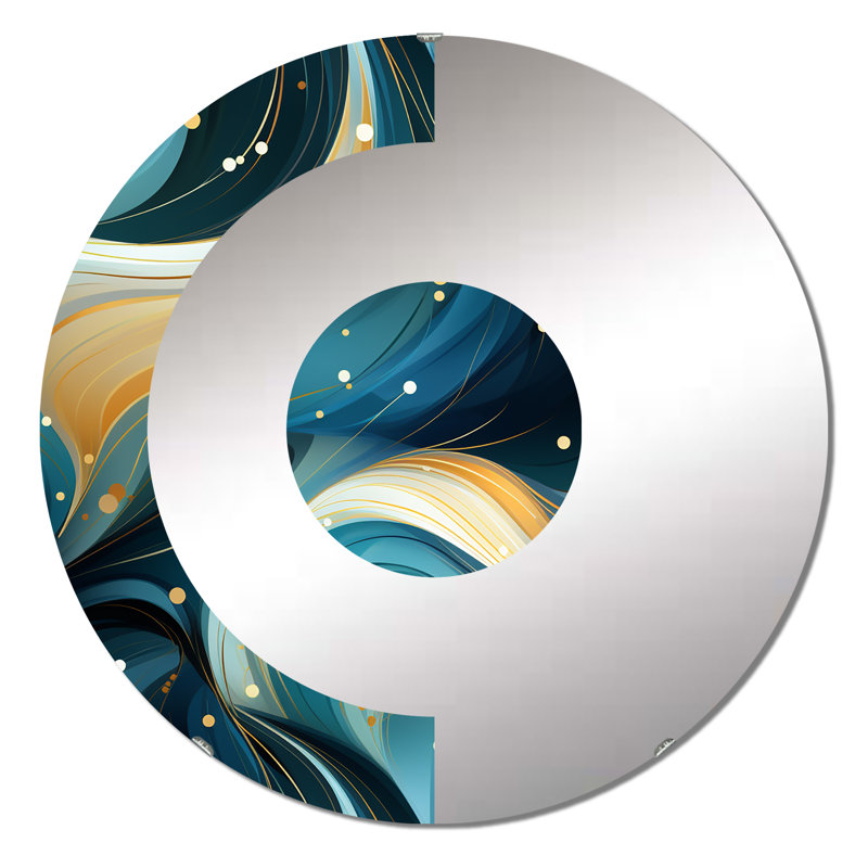 Miroir mural bleu demi-cercle géométrique céleste géométrique, 31,4 po x 31,4 po