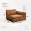 Canapé modulaire en cuir fleur brun 3 pièces avec fauteuils gauche et droit
