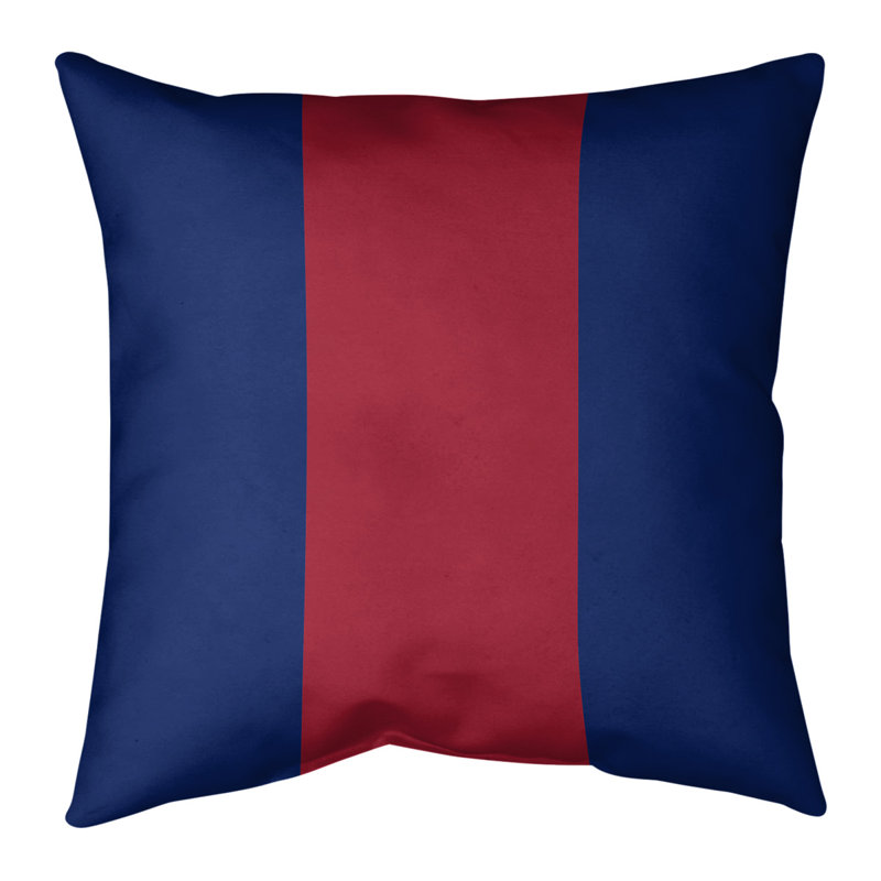 Housse de coussin, 20 po x 20 po, Bleu / Rouge, Polyester sergé