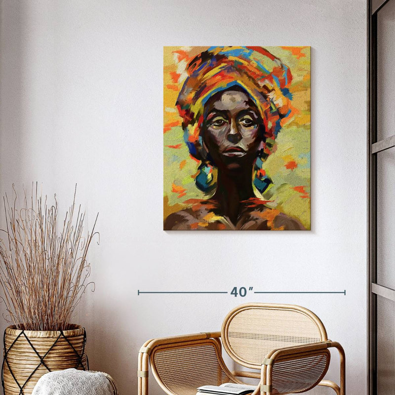 Portrait de femme sur toile, H 35 po x l 28 po 