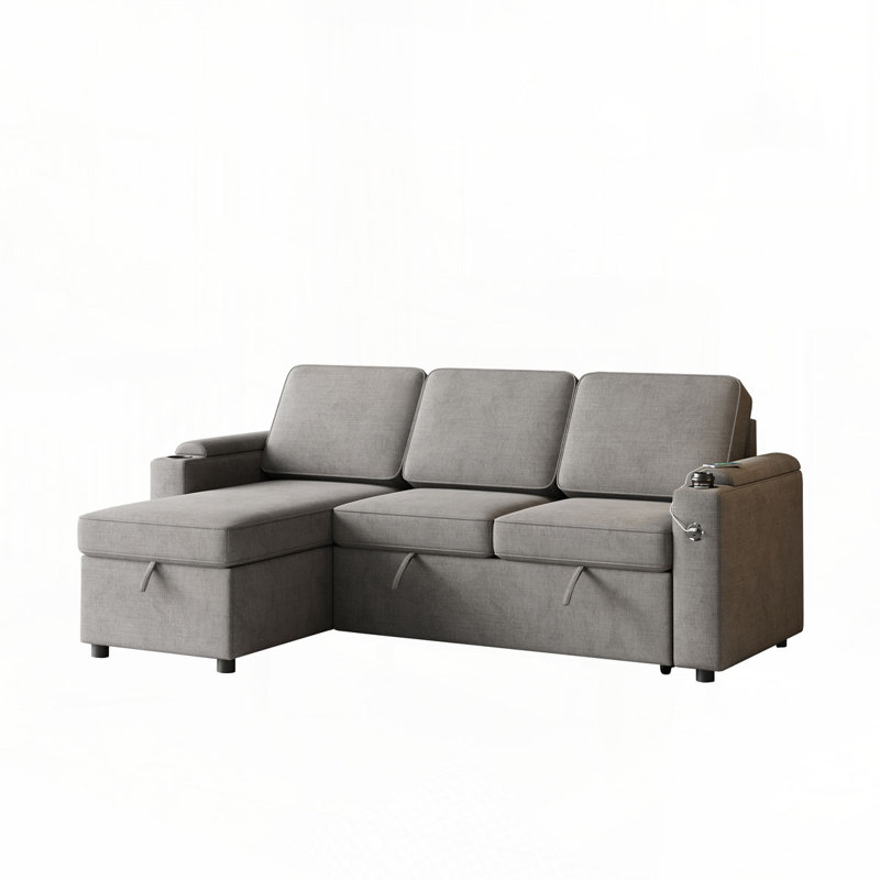 Canapé à accoudoirs carrés 85,8 po, Tissu gris foncé