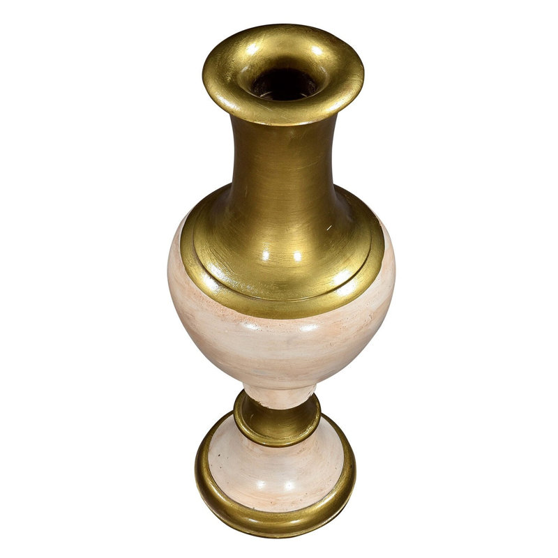 Vase de plancher en bois de manguier sculpté à la main 22 po, centre de table décoratif moderne Boho