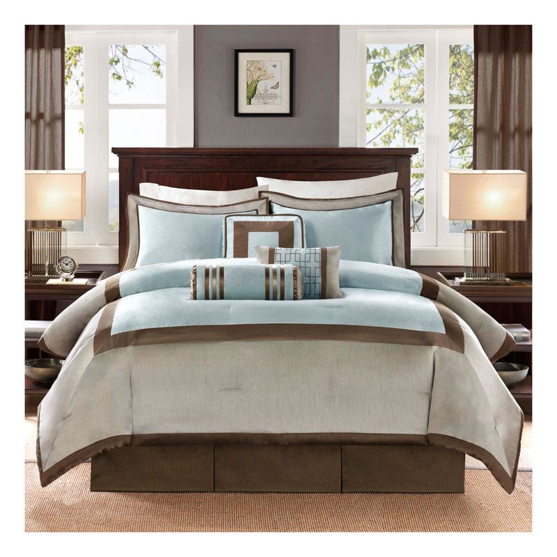 7 Piece King Size Blue Comforter Set - Hotel Collection Bedding with Decorative Pillows & Hypoallergenic Polyester Filling