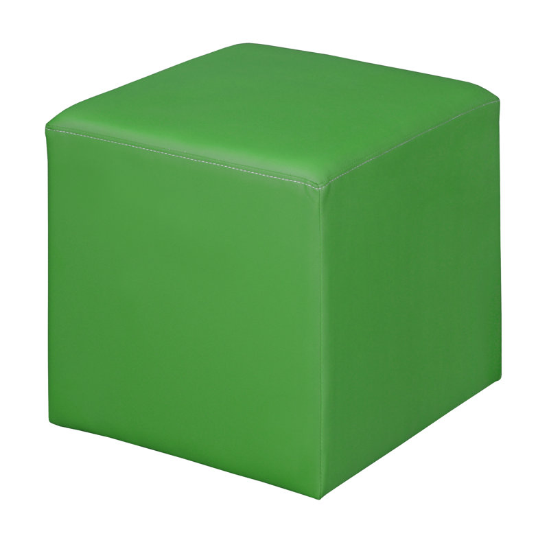 Jean Square Stool Ottoman, Envy Green Faux Leather