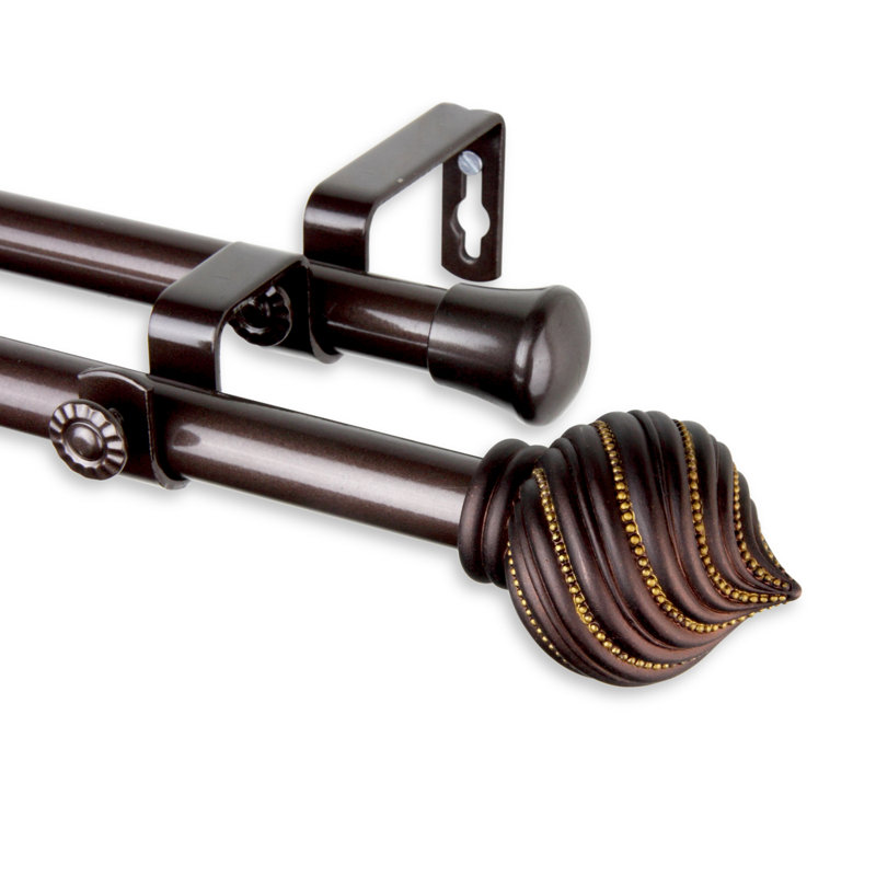 Tringle à rideaux double Sebergham, Cacao, 28 po-48 po