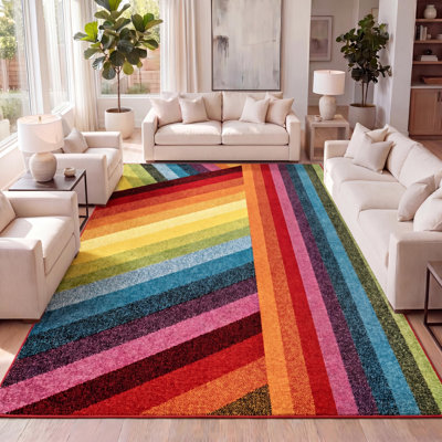 Keiera Rainbow Contemporary Stripe Multi Rug