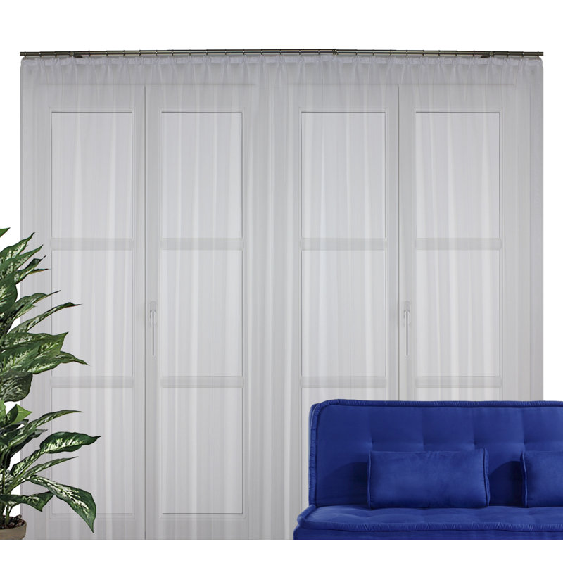 Paulson Pencil Pleat Semi Sheer Curtain, 600cm Width x 120cm Drop