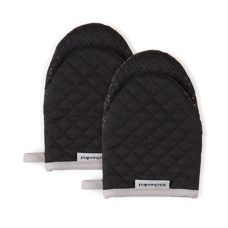 KitchenAid Asteroid Solid Textured Mini Oven Mitt, Black