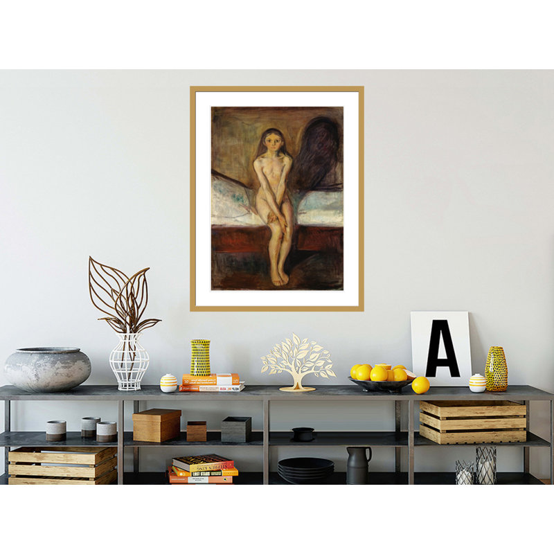 La puberté par Edvard Munch - estampe numérique encadrée, H 41,5 po x l 32,03 po