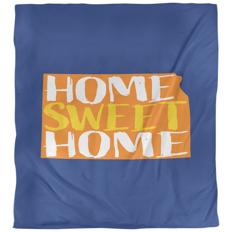 Housse de couette simple Kansas Home Sweet, Housse de couette pour très grand lit, Marine / orange, Microfibre