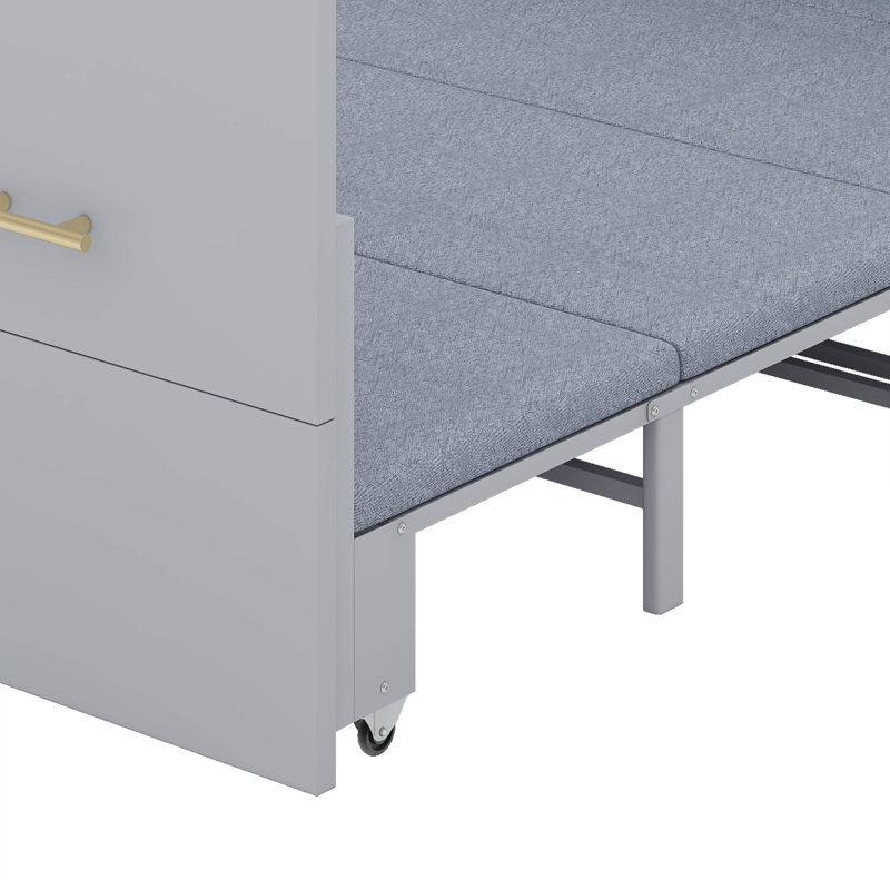 Lit escamotable simple avec bureau à position réglable, Gris