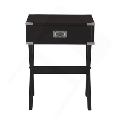 Table d'appoint avec coins en métal, noir