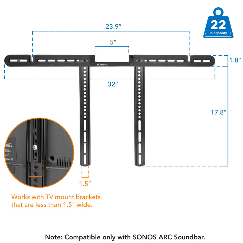 Mount-It Black Swivel Wall Mount for Screens Holds up to 17.8 Lb.