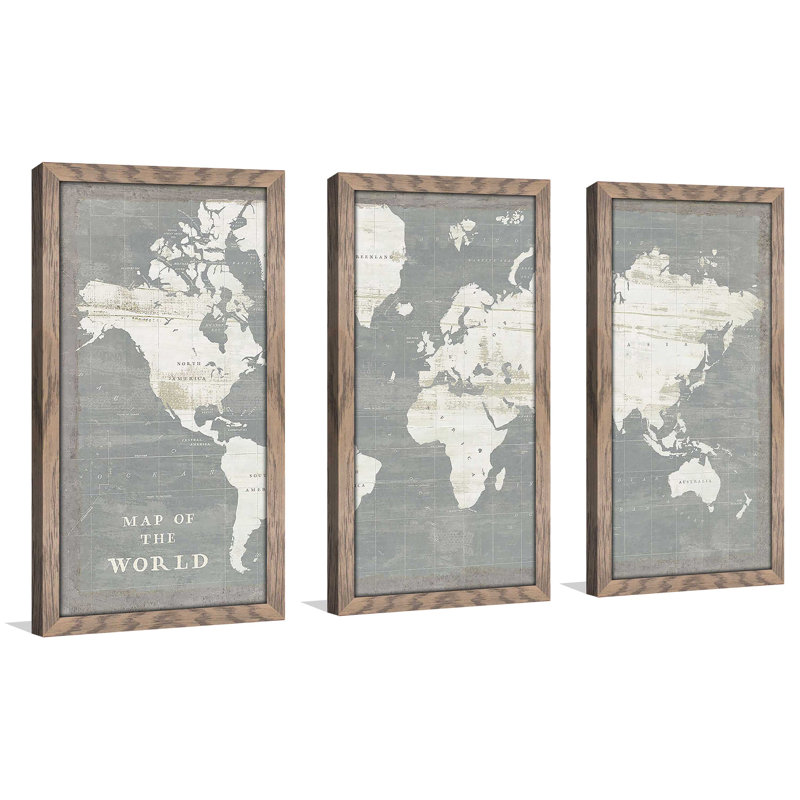 " Slate World Map " by Sue Schlabach 3 - Pieces, 25.5" H x 40.5" W x 1" D