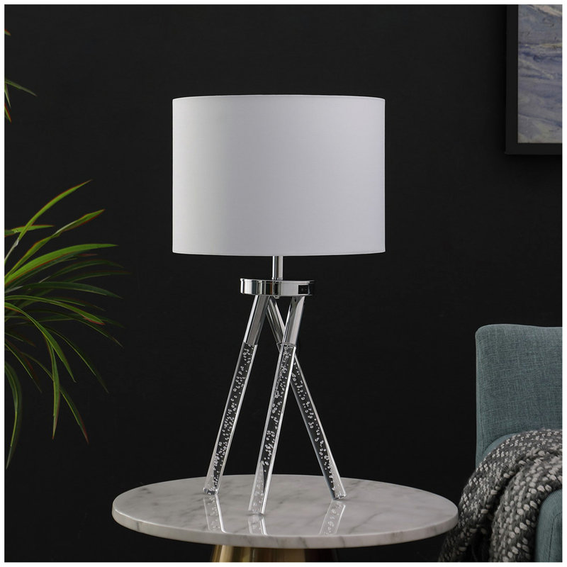 Lampe de table en métal argenté 26,25 po Mid-Century Birgit
