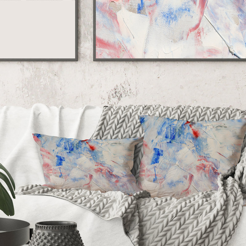 Blue Abstract Composition Abstract Pillow, 18" x 18"