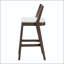 Tabouret d'intérieur en bois d'hévéa - finition brun foncé avec tissu beige-879330864