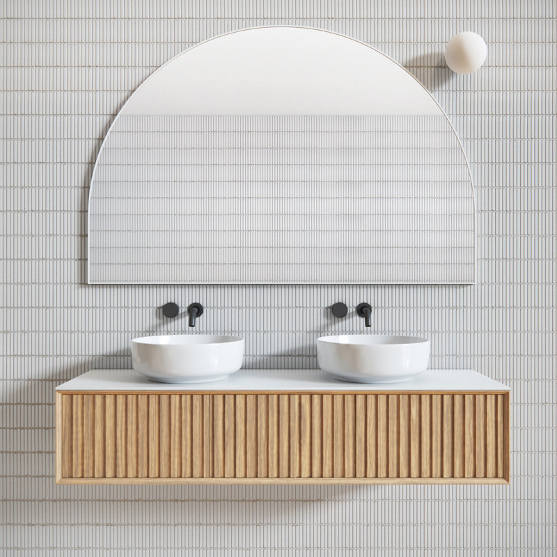 Miroir arqué Kira, Blanc, 40 po x 60 po