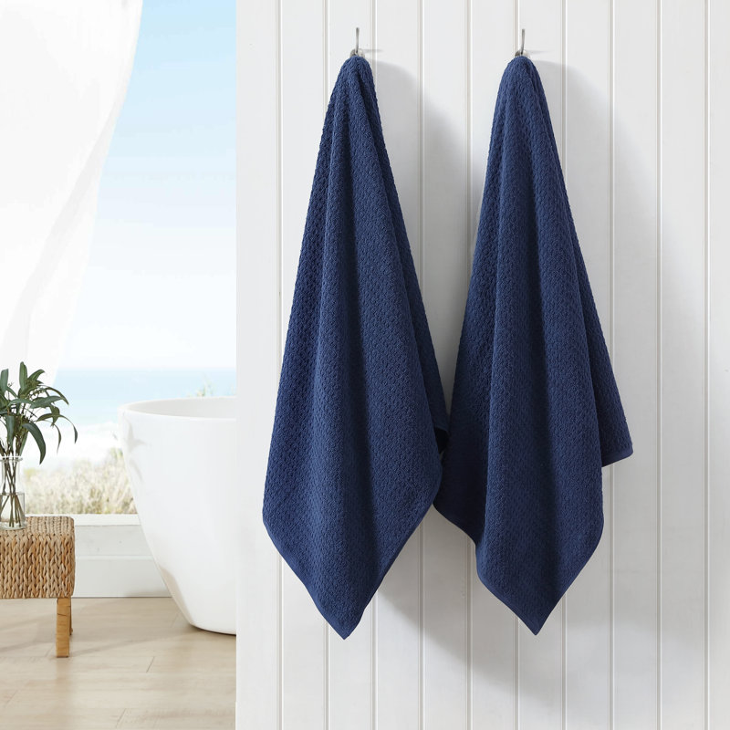 Dark Blue Cotton Textured Hand Washcloth Set of Six