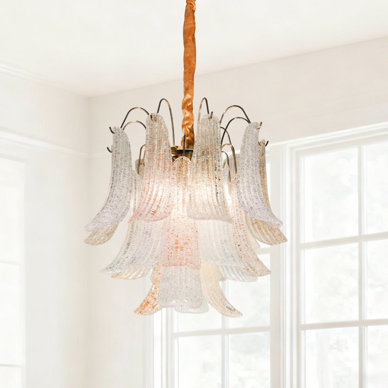 Lustre en verre multicolore de luxe français à 5 lumières E12 avec ampoules DEL tricolores