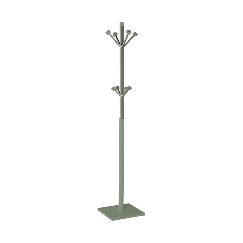Fressia Solid Wood Freestanding 8 - Hook Coat Rack, Green