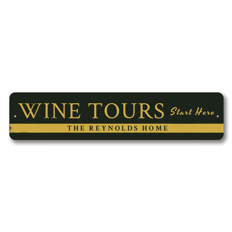 Panneau en aluminium Wine Tours, H 4 po x l 18 po x P 0,04 po