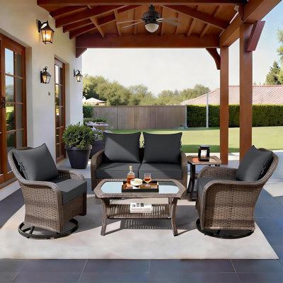 24 x 24 In Patio Furniture Cushions set of 4, Fade Resistant Outdoor Seat Cushions with 4 pairs of Ties, Deep Seat Cushion for Seat Patio Chairs, Rattan Furniture, Wicker Seating, outdoor Adirondack Chair,Light Grey
