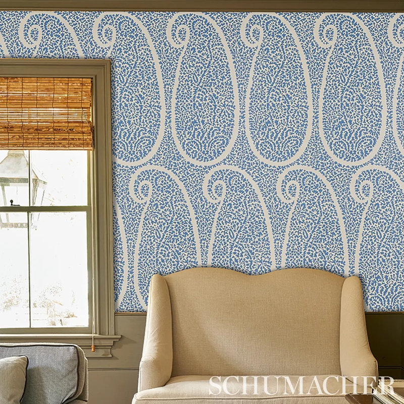 Ambala Paisley Sisal Wallpaper, Blue