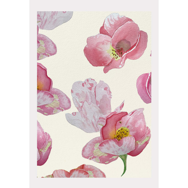 Wild Dog Rose On Ecru Print, 22" H x 17" W